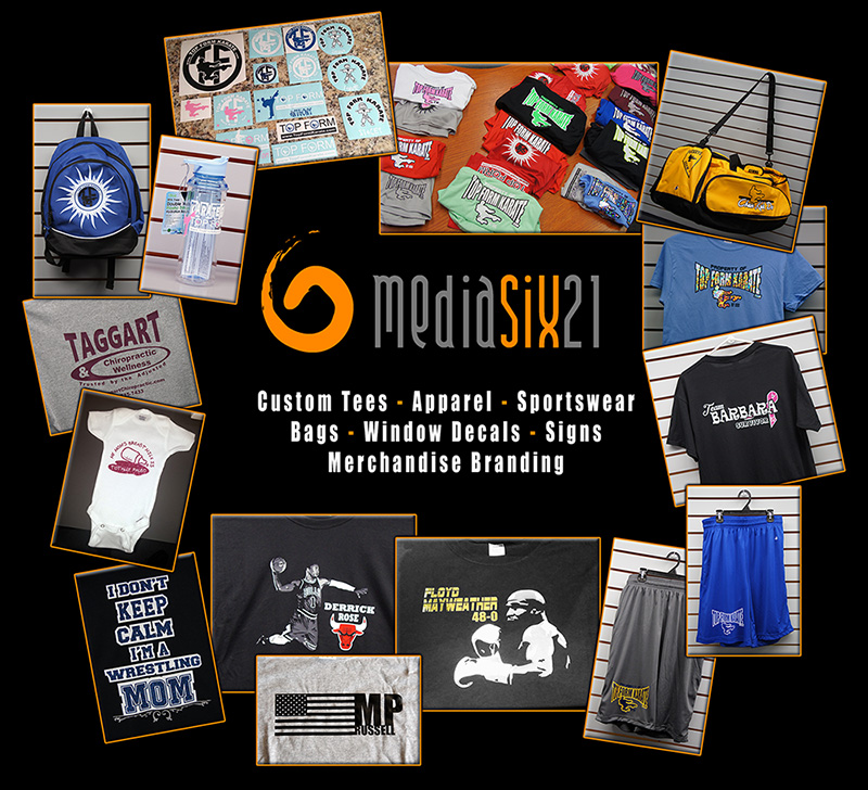 MediaSIX21.com - Custom T-shirts, clothing, bags, sportswear, and merchandise.